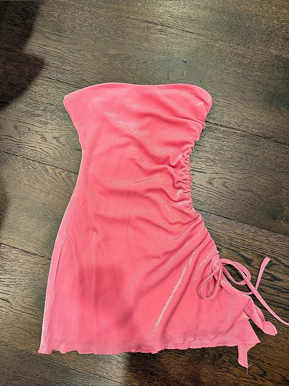 Princess Polly Pink Donelli Mini Dress Ruched Tie-Side